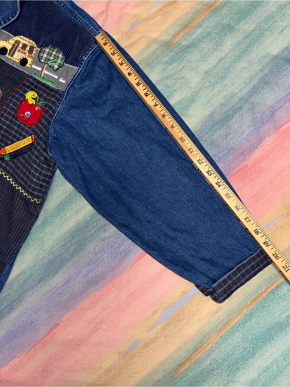 Vintage Keren Hart Denim Button Jacket Teacher Back To School Retro size L - Picture 7 of 7